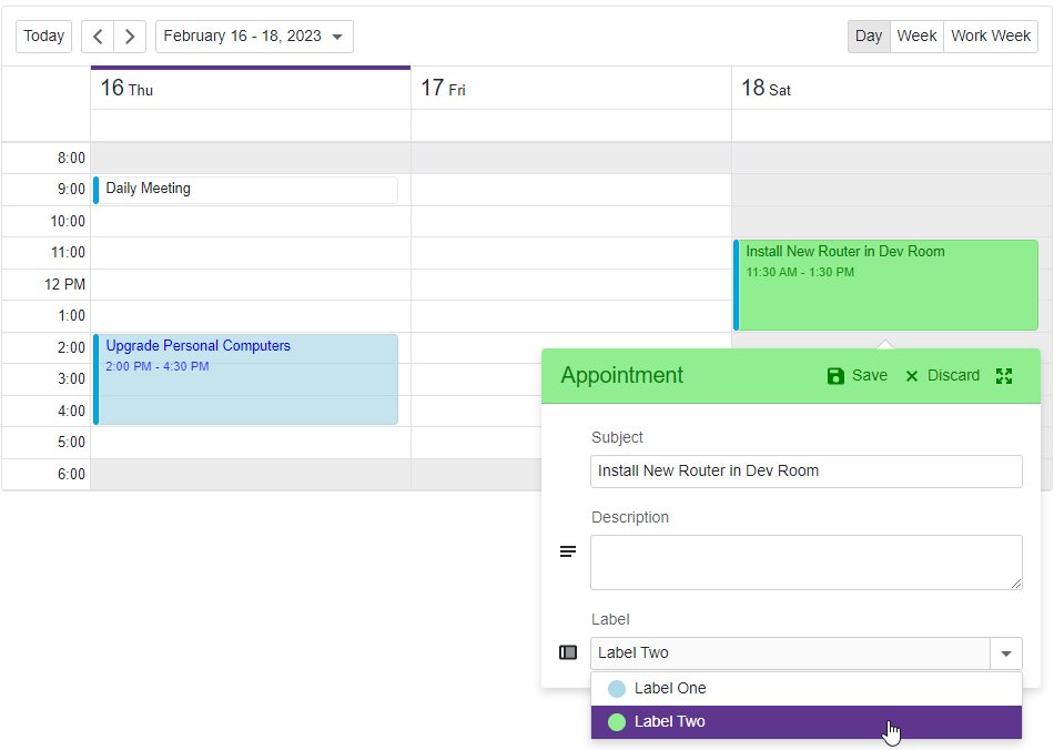 Scheduler Custom Labels