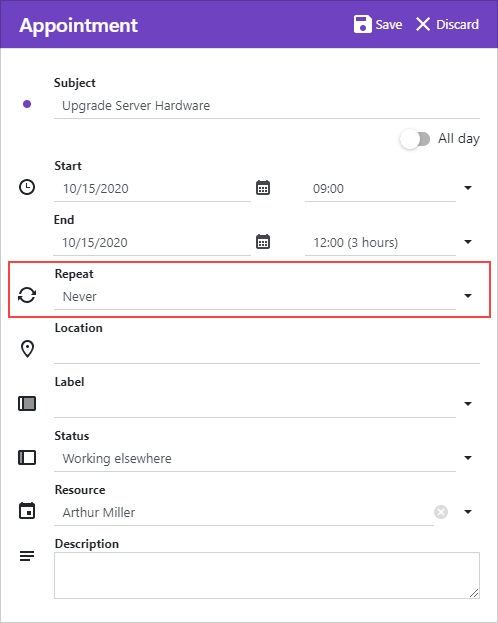 Scheduler Appointment Form Repeat