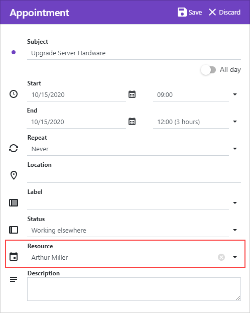 Scheduler Appointment Form Resource