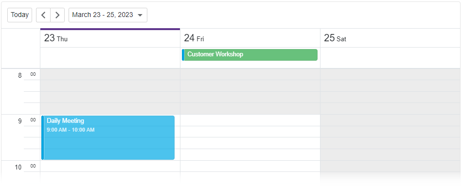 Scheduler - Day view