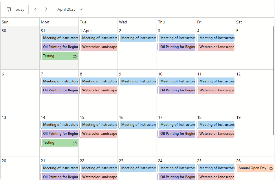 Month View - Date-Time Range is not Visible