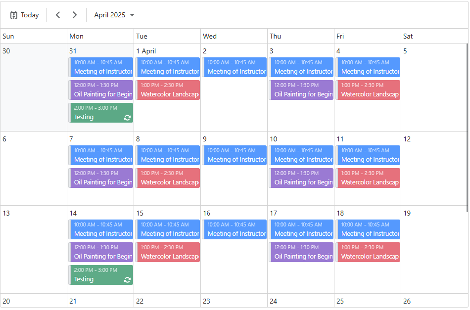 Month View - Date-Time Range is Visible