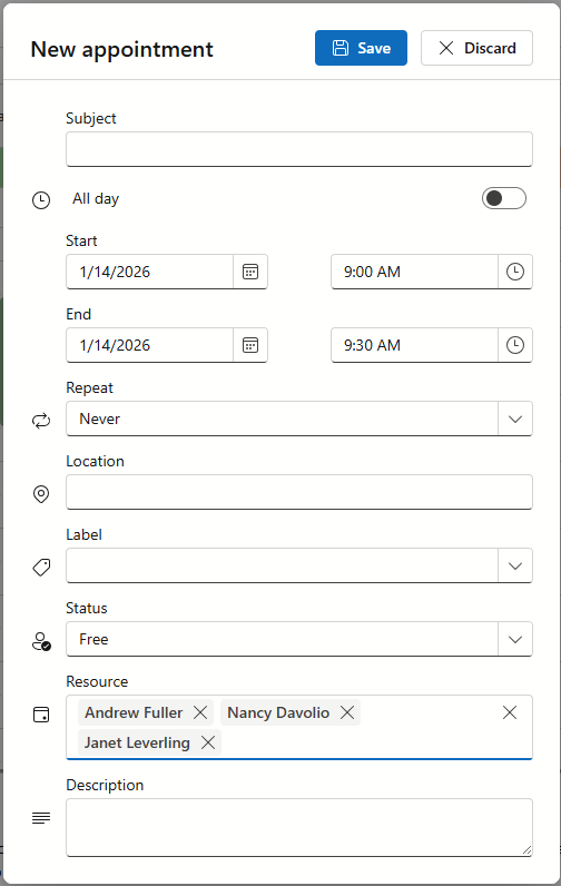 Appoitment edit form - Multiple Resources