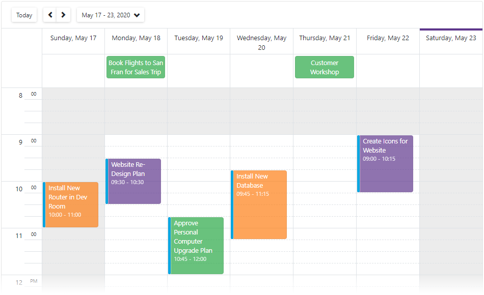 Scheduler - Week view