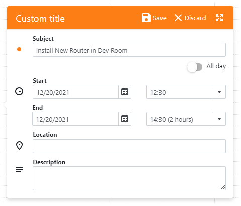 Scheduler - Appointment Form Title