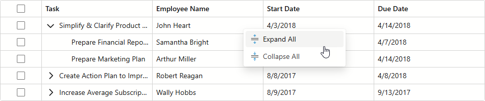 Blazor TreeList - Customize Context Menu