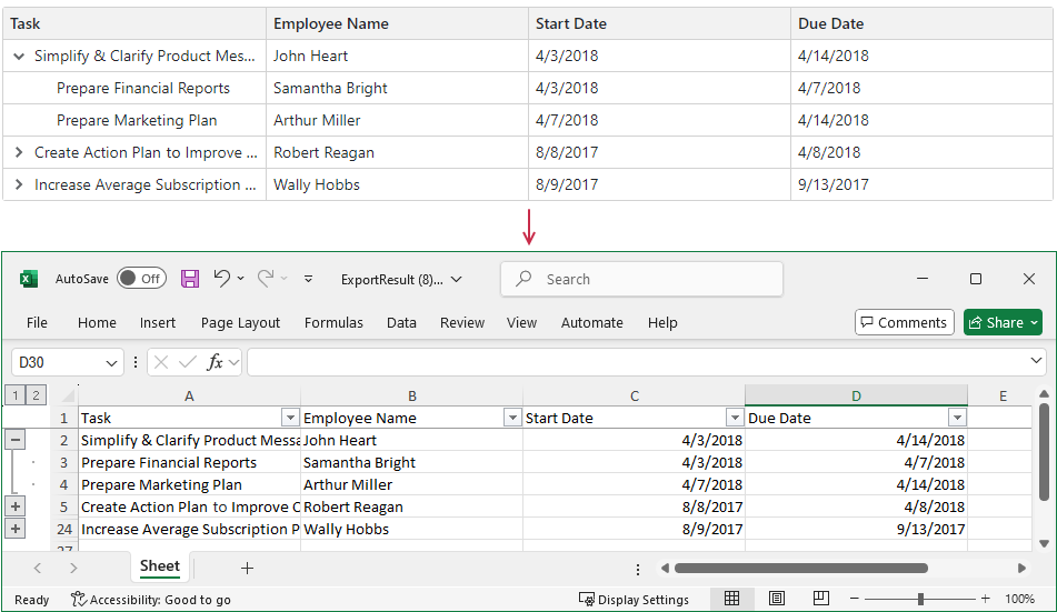 TreeList Exported Document