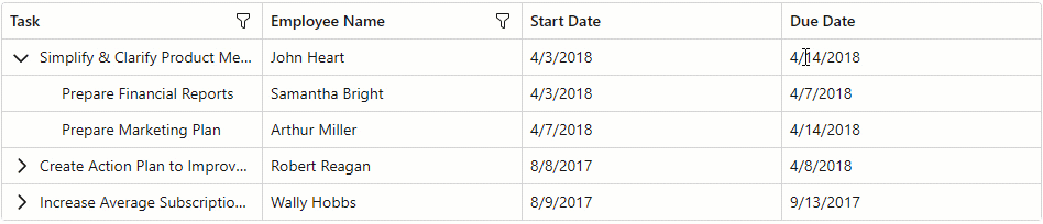 Blazor TreeList - Filter Menu