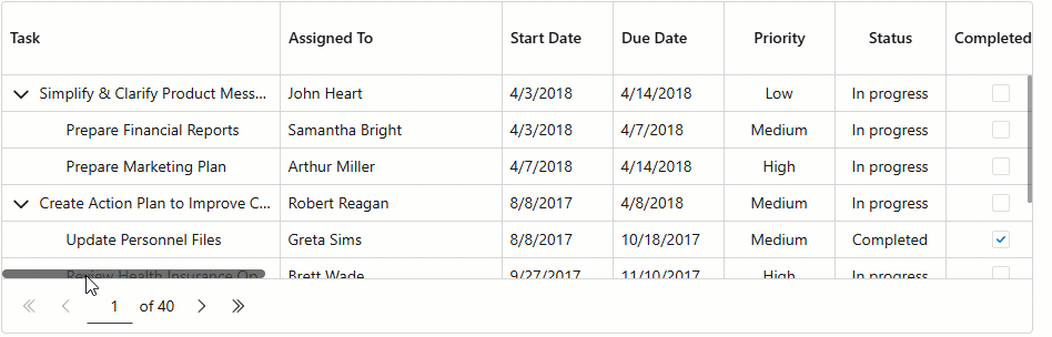 Horizontal Virtual Scrolling