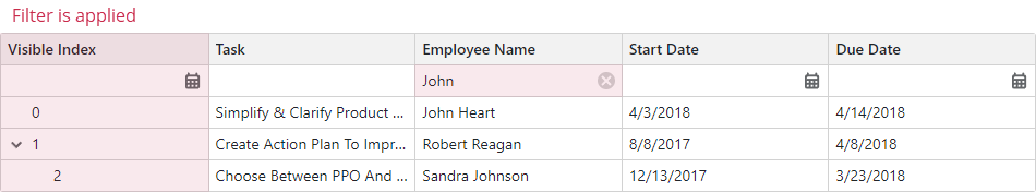 Visible Indexes - Filter is Applied