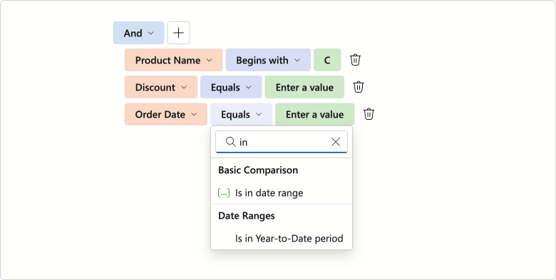 Blazor Filter Builder - Filter Operator UI Enhancements