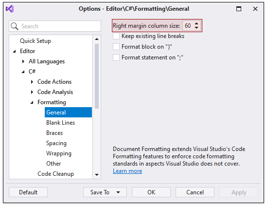 visual studio format document