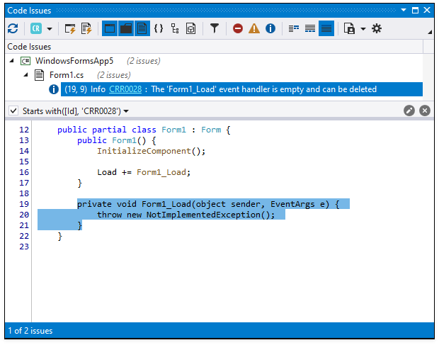 visual studio winforms remove empty handlers