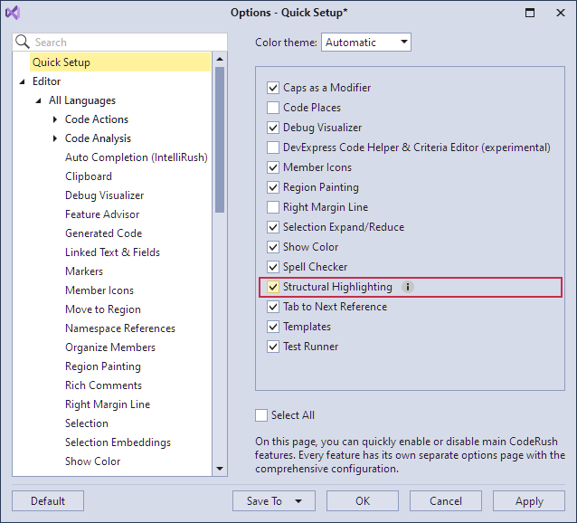 Quick Setup Structural Highlighting