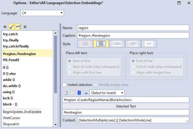 Embedding options