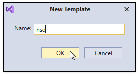 New Template dialog