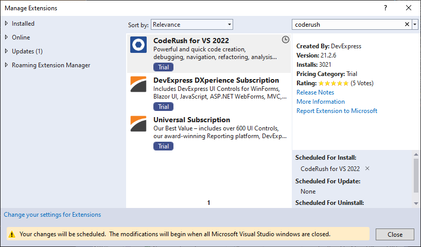 Install from Visual Studio Marketplace | CodeRush | DevExpress Documentation