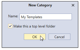The "New Category" dialog