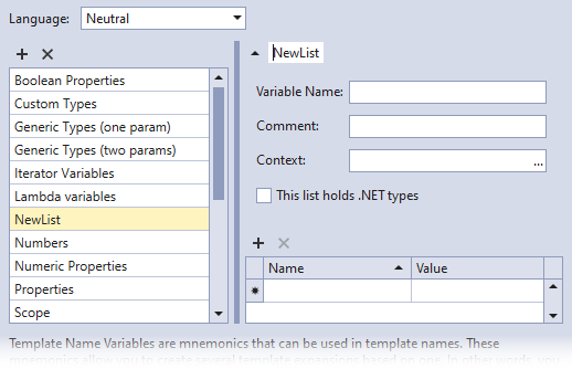 New List Variable Group