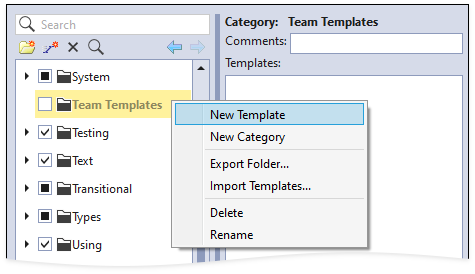 Right Click Template Category