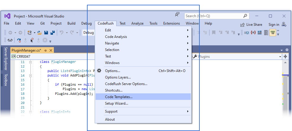 Template Menu Item