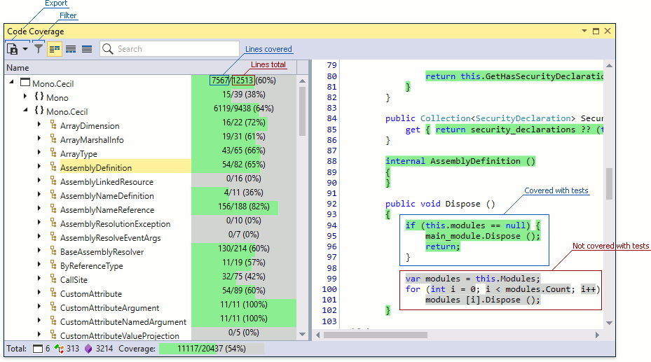 visual studio code coverage example