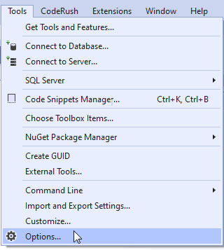 VS Tools Options