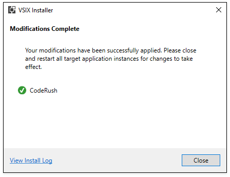 VSIX update is complete
