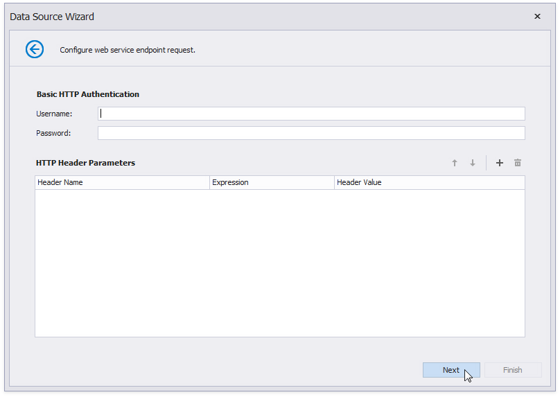 Report Data Source Wizard - Configure the Endpoint Request.