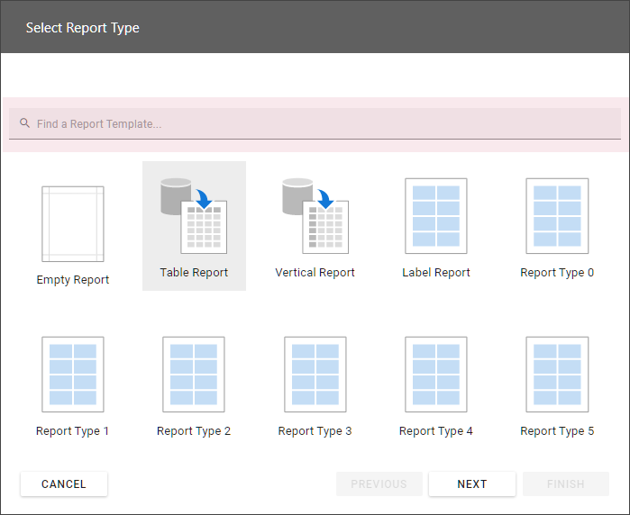 Report Wizard Templates Search Box is Visible