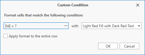 Conditional Formatting Menu - Custom Condition