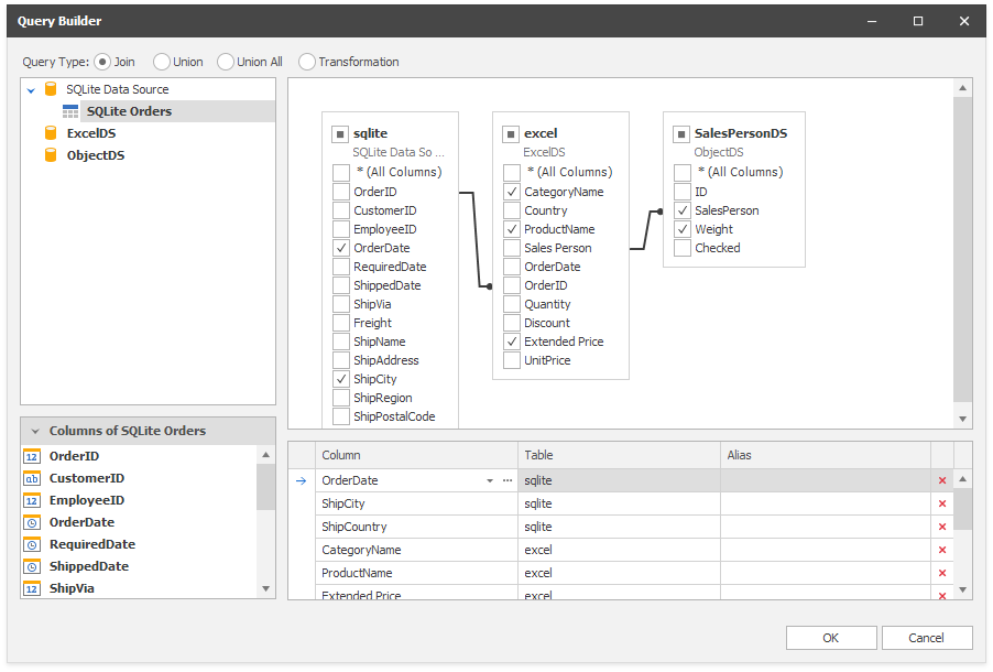 Data Source Wizard - Query Builder