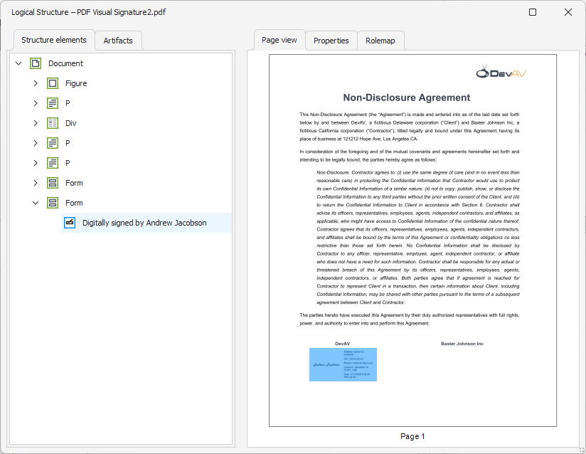 PDF signature with accessible description