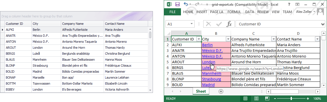 Grid-XlsExportOptionsEx.CustomizeCell