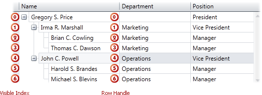 Row Handle vs Visible Index 1