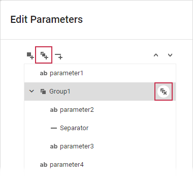 Web Report Designer - Add/delete Parameter Groups in the Parameter Editor