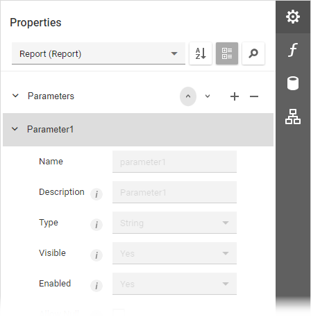 Web Report Designer - Disabled Property Editors in the Properties Panel
