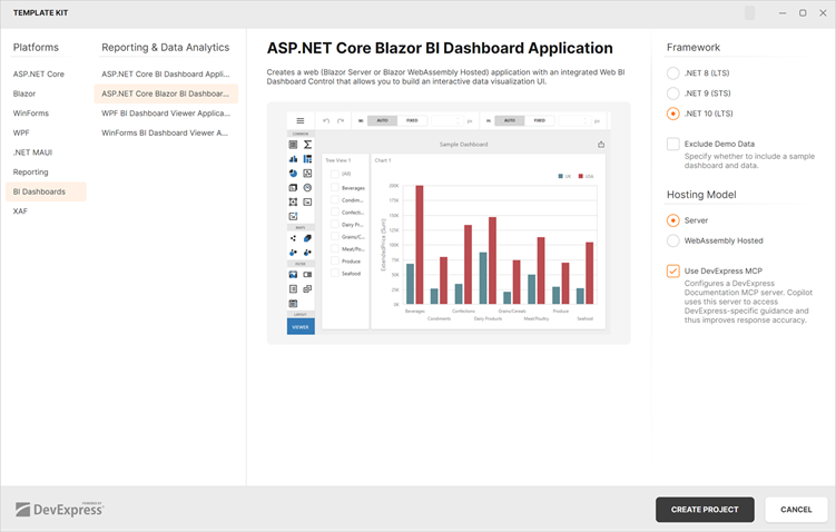 ASP.NET Core Blazor BI Dashboard Application Template - DevExpress Template Kit