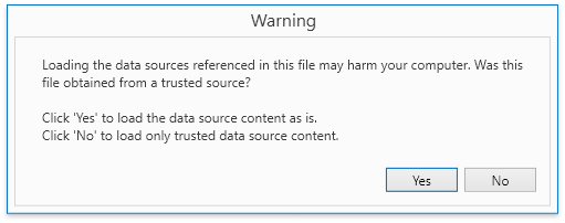 WPF Dashboard - Security Considerations - Warning