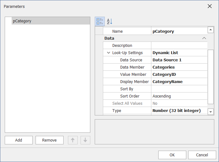 Dashboard for WinForms - Create Dashboard Parameter