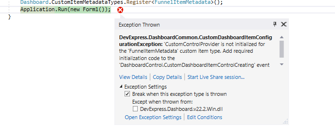 CustomDashboardItemConfigurationException