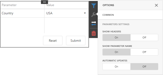 Custom Parameters Dialog in the Web Dashboard