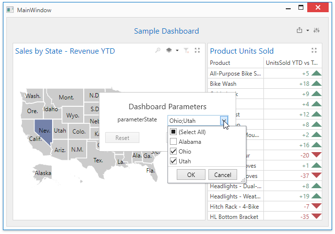 WPF Dashboard - Dashboard Parameters Dialog