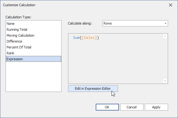 Customize Calculation Window