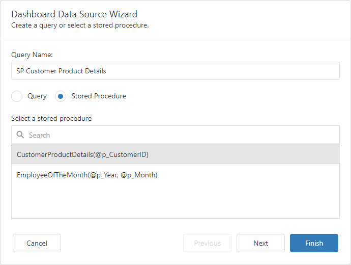 Data Source Wizard - Stored Procedure