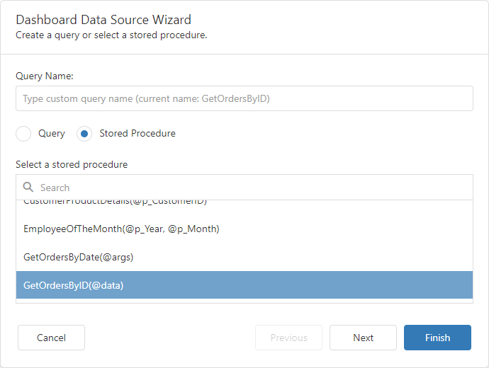 Data Source Wizard - Stored Procedure