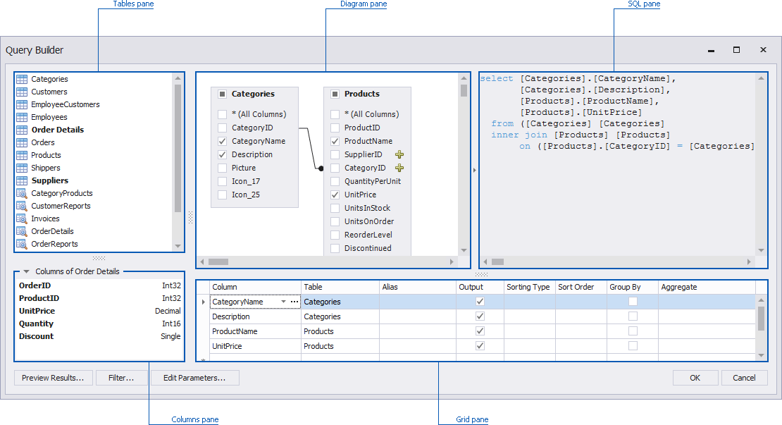 DataBinding_QueryDesignerPanes