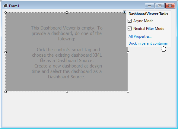 Dock the Dashboard Viewer to the form