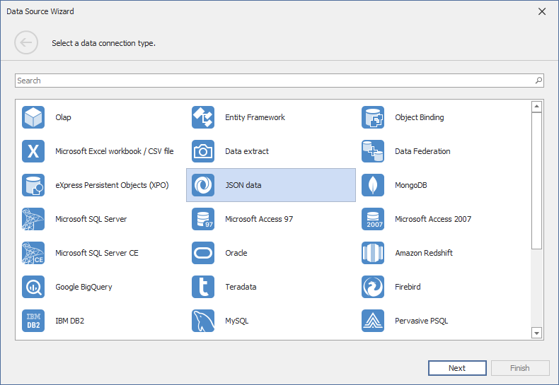 Select the data source type