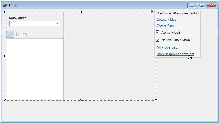 Dock the Dashboard Designer to the form